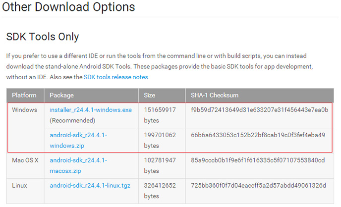 下载Android SDK